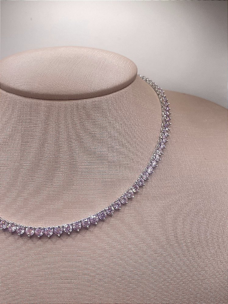 Riviera 3 Pontas com Zircônia Banho de Ródio Branco 4mm - Rosa Claro