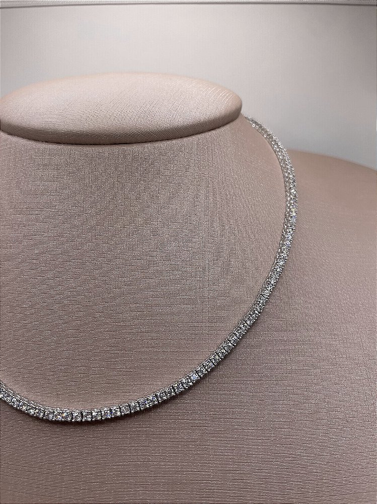 Riviera 4 Garras com Zircônia Banho de Ródio Branco 2mm - Cristal