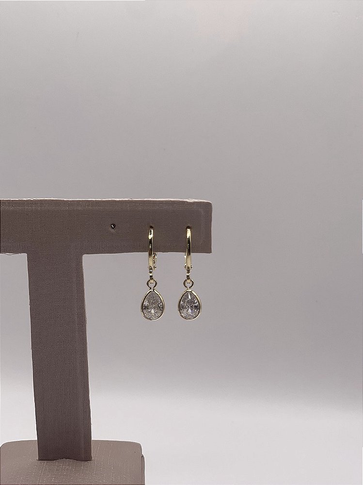 Brinco Argola com Ponto de Luz Banho de Ouro