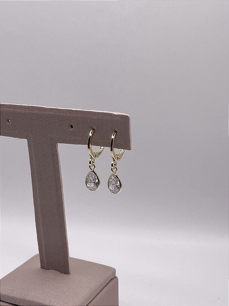 Brinco Argola com Ponto de Luz Banho de Ouro