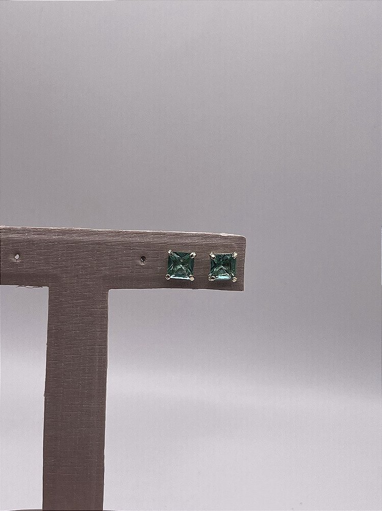 Brinco Quadrado Verde Banho de Ouro