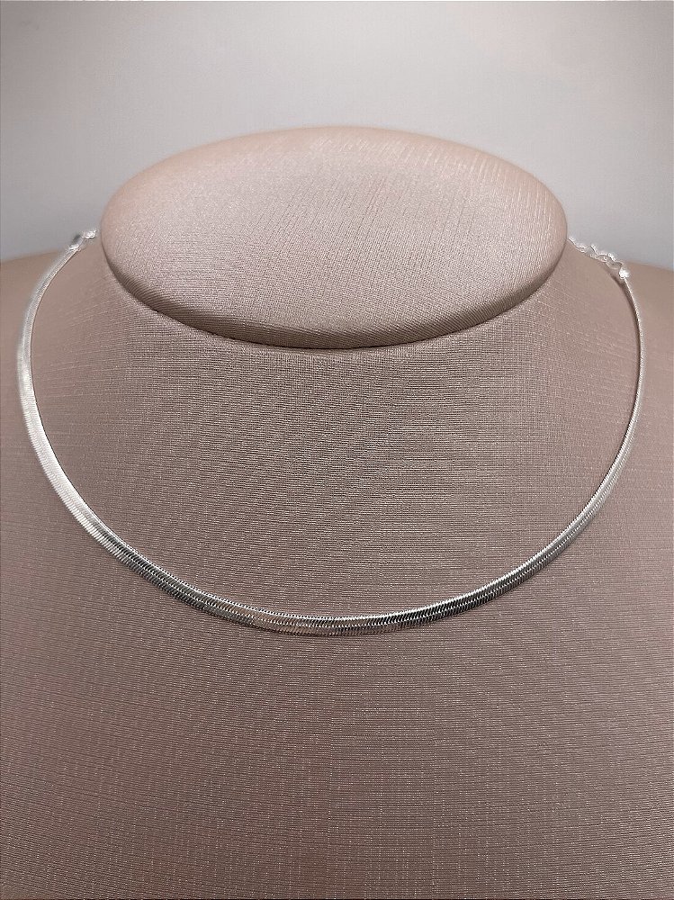 Colar Choker Fita Banho de Prata