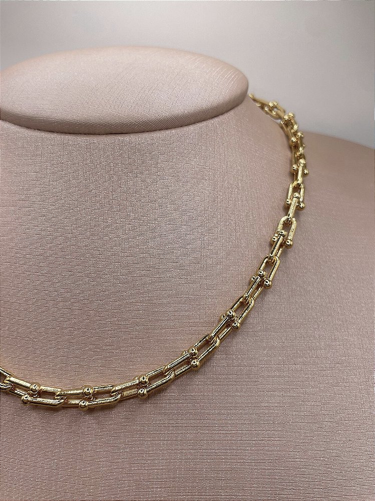 Colar Tiffany Slim Banho de Ouro