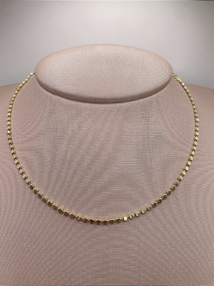Colar Choker Disco Banho de Ouro
