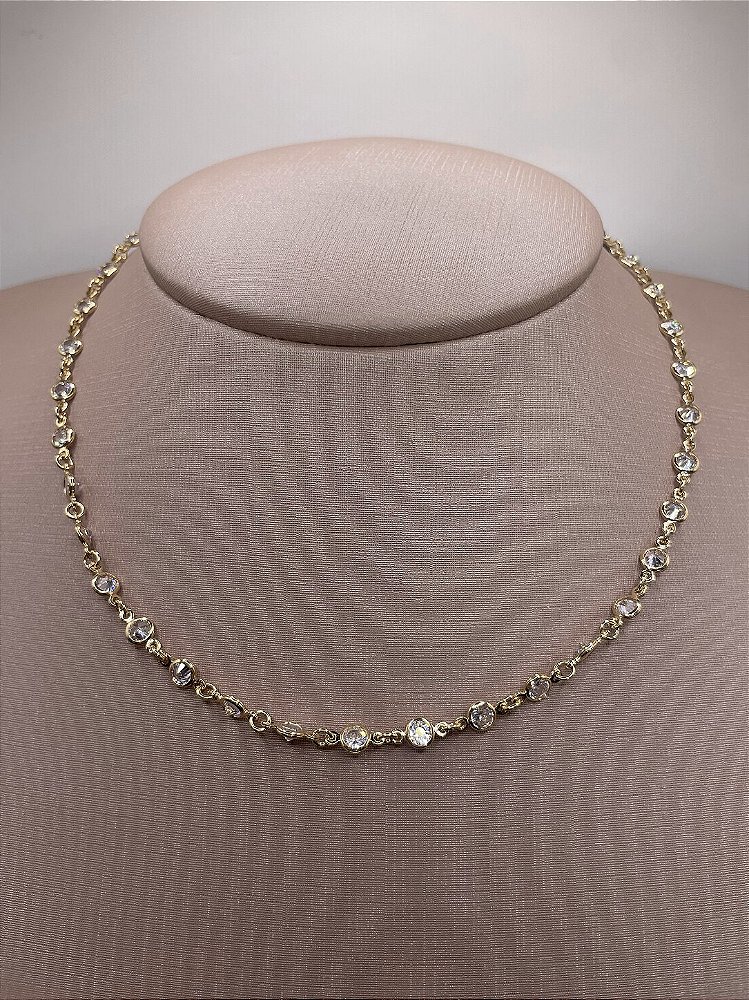 Colar Choker Esfera de Luz Banho de Ouro