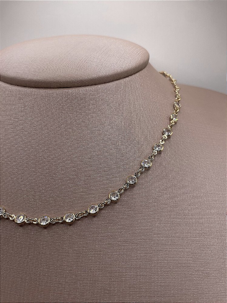Colar Choker Esfera de Luz Banho de Ouro