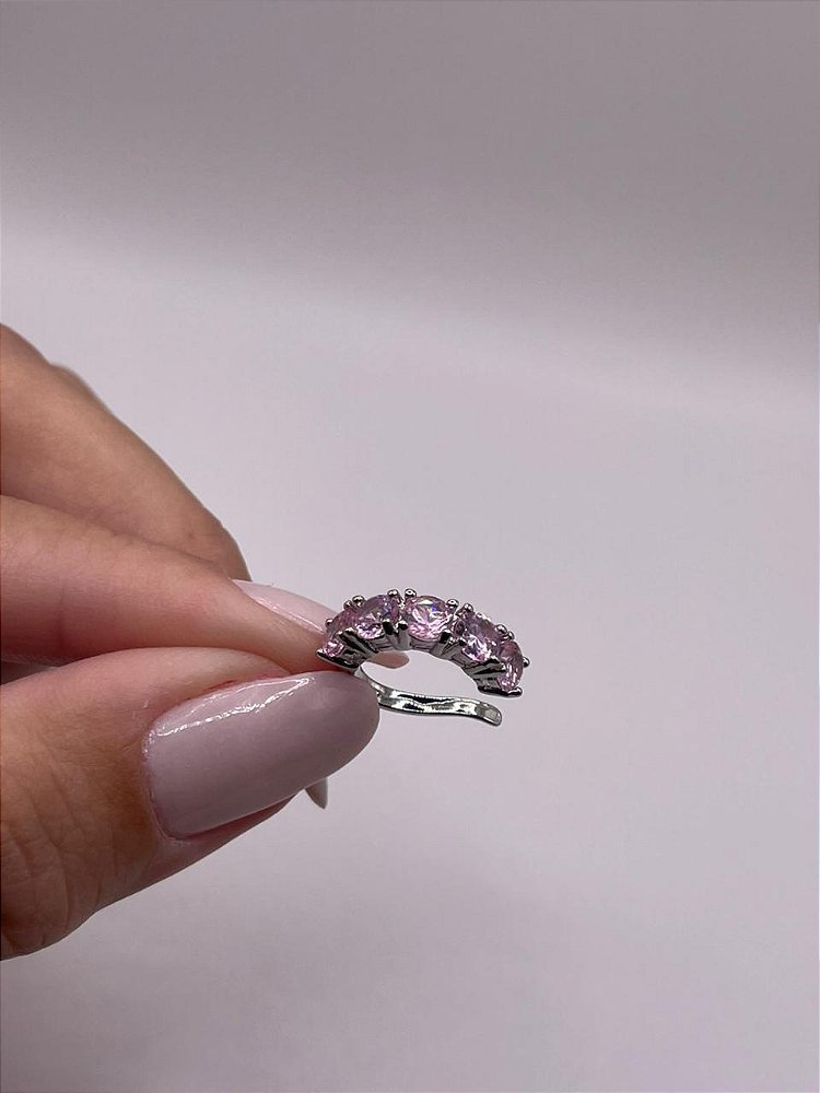 Piercing Fake 4mm Banho de Ródio Branco - Rosa Claro