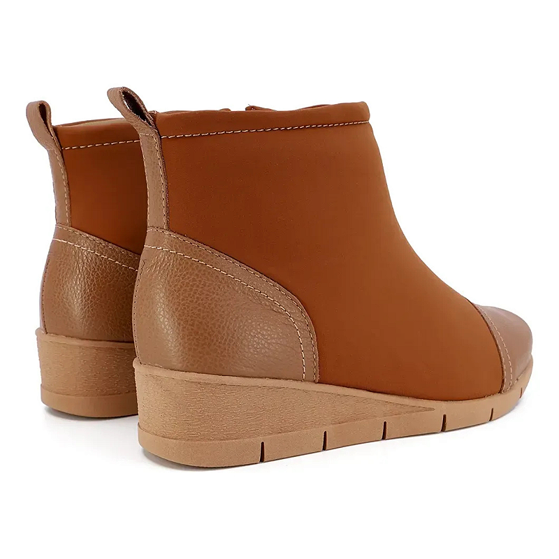 Bota Feminina Cano Curto Usaflex Em Couro Moda E Conforto