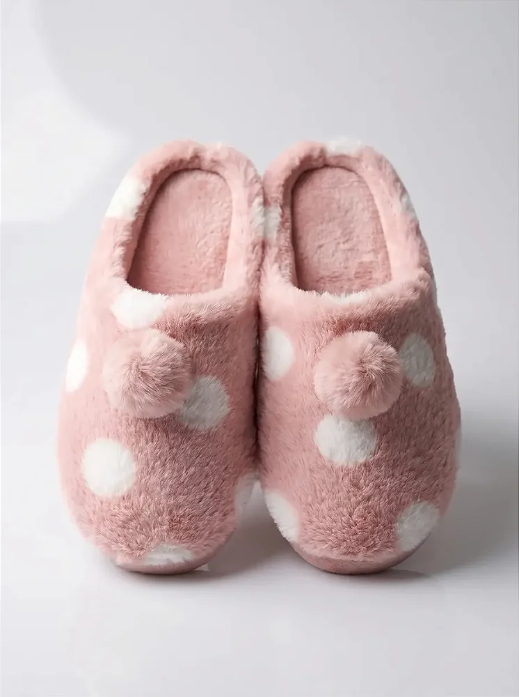Pantufa Feminina Gasf Pompom Pantufa Quente Forrada Em Lã