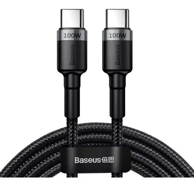 Cabo Baseus Usb Tipo C Nas Duas Pontas 20v 5a 100w 2 Metros Cafule Cor Preto