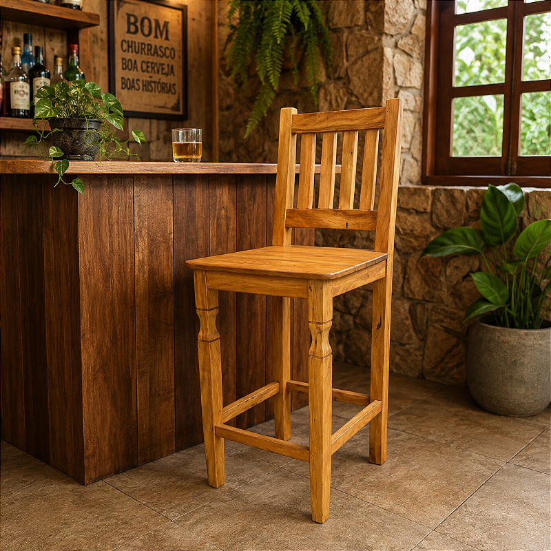 Banqueta Réguas em Madeira de Demolição