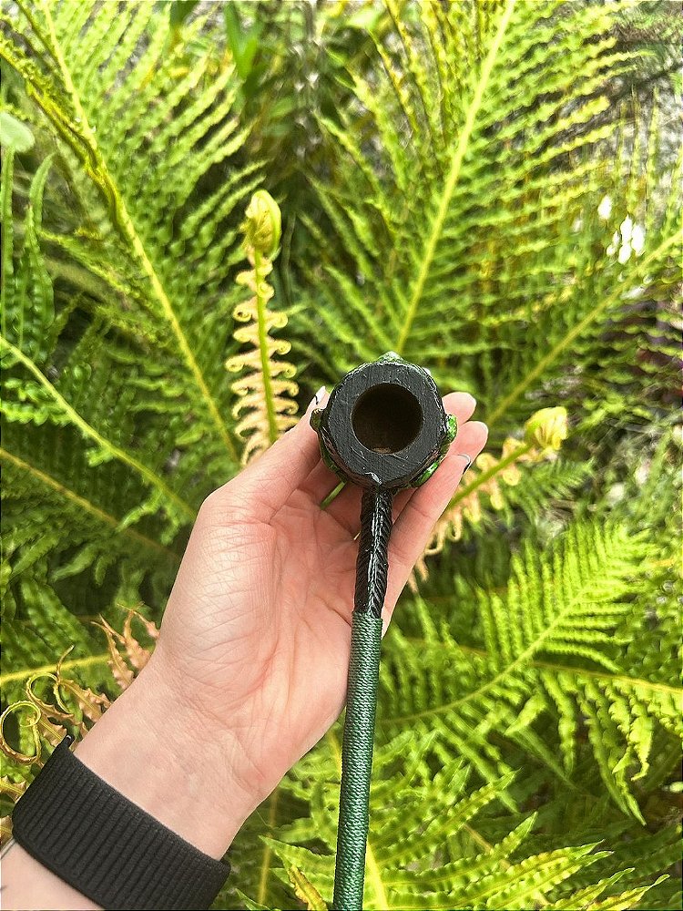 Cachimbo Artesanal Umbanda Cobra Biscuit Canela Bambu Akanba