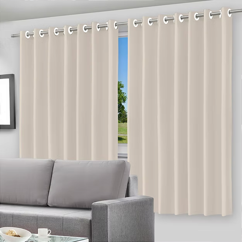 Cortina Blackout Película Cinza com Ilhós - 200x140cm