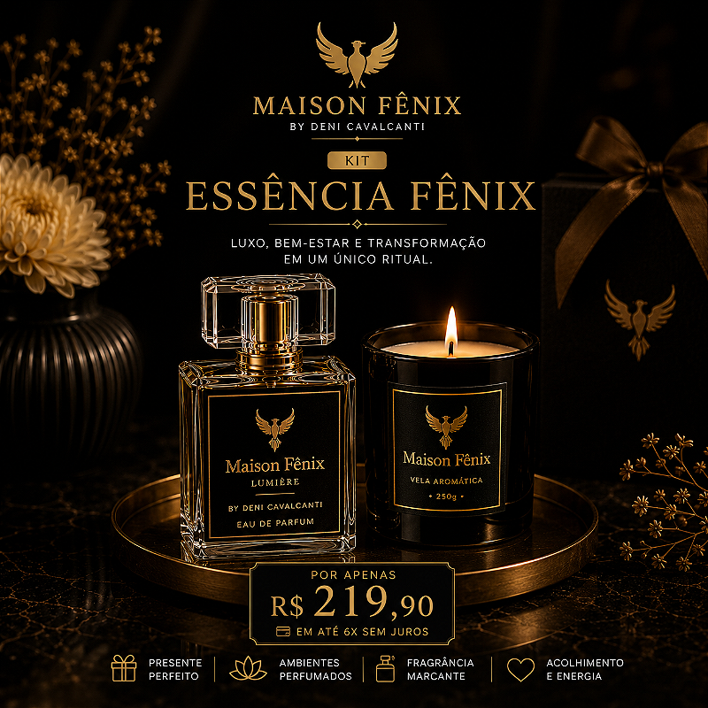 KiIT ESSÊNCIA FÊNIX – PERFUME LUMIÉRE + VELA RITUAL FÊNIX