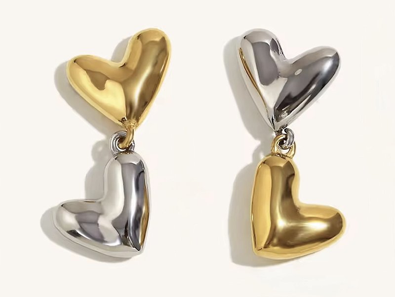 Brinco Duo Puffy Heart