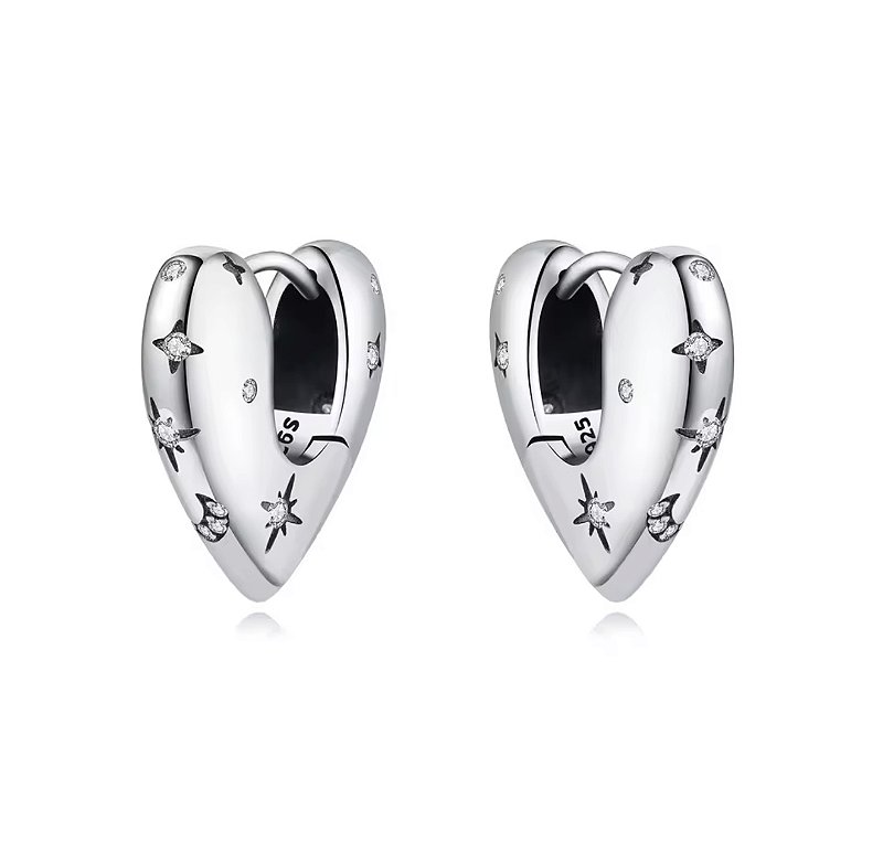 Argola Starlight Heart - Prata 925
