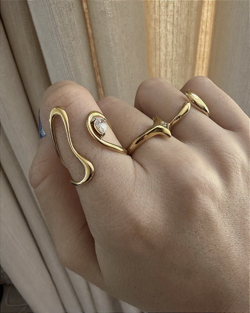 Anel Escultural Wave Gota