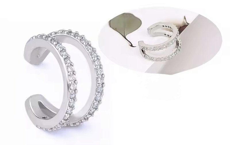 Piercing Fake Double Zircônia - Prata 925