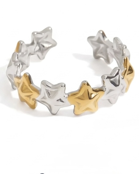 Anel Mix Estrelas Bicolor