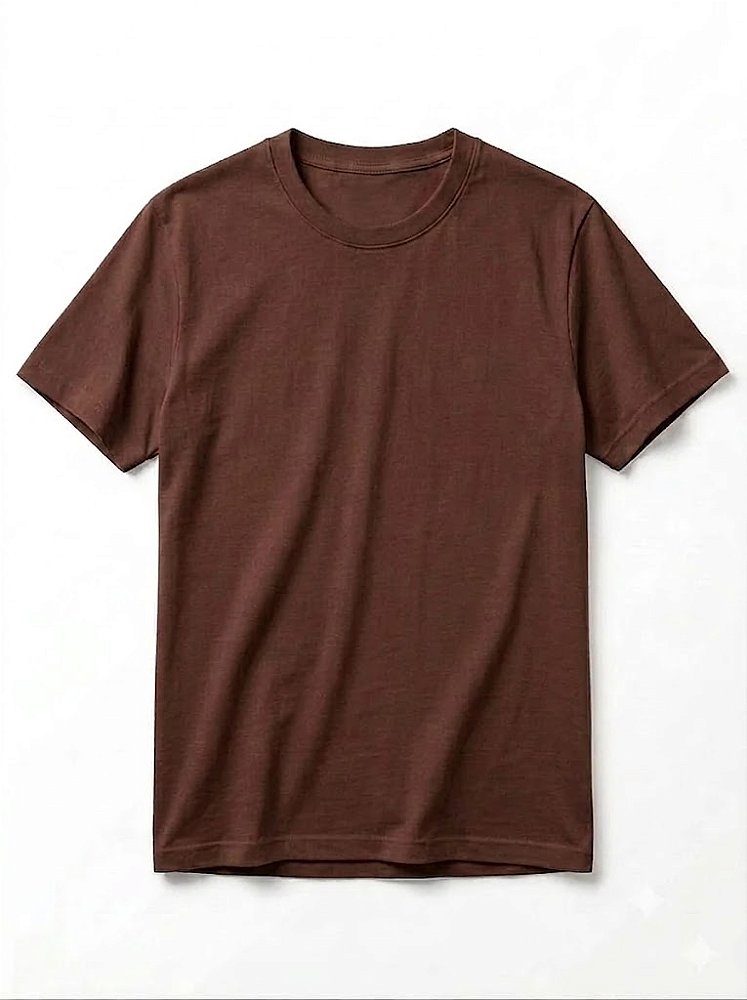 Camiseta Básica Unissex Manga Curta Regular Marrom