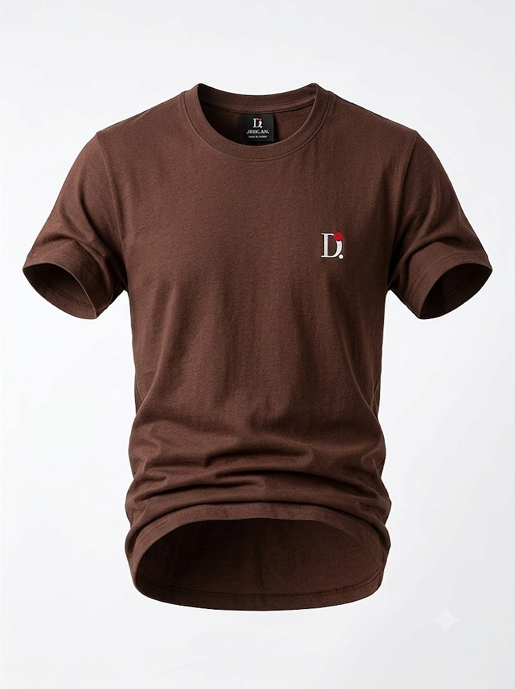 Camiseta Básica Unissex Manga Curta Regular Dorigan - Marrom
