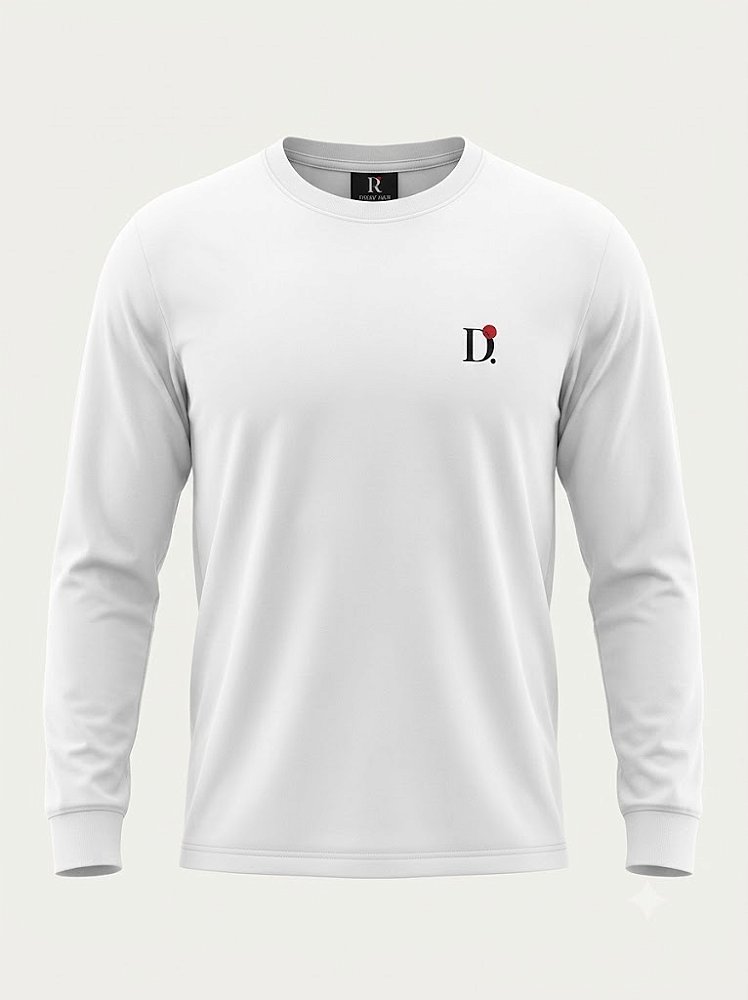 Camiseta Básica Unissex Manga Longa Branca D.ORIGAN