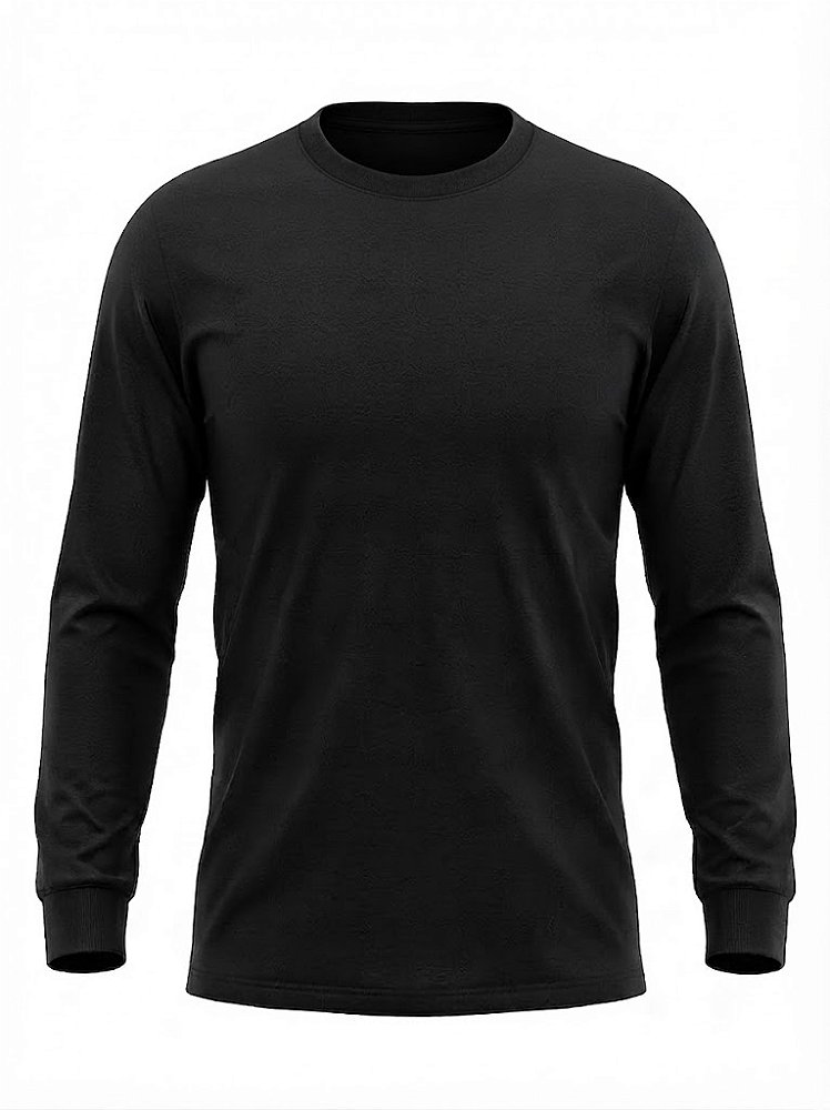 Camiseta Básica Unissex Manga Longa Preta