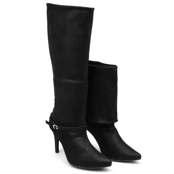 Bota Feminina 1762 Capa 2 em 1 Nobucado Preto