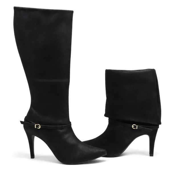 Bota Feminina 1762 Capa 2 em 1 Nobucado Preto