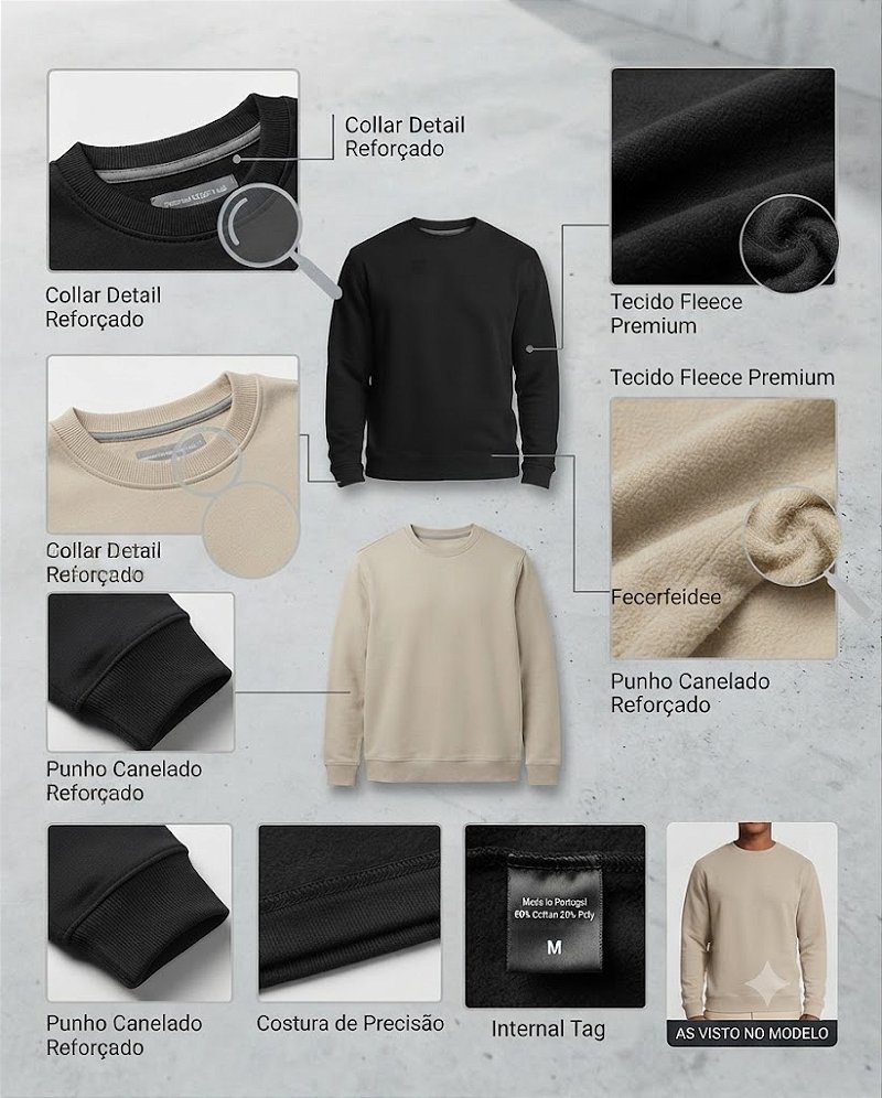 Kit 2 Moletons Careca Premium – Off-White & Preto Absoluto