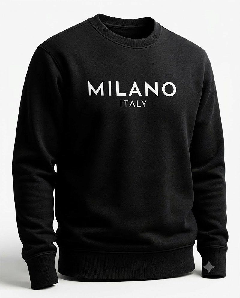 Moletom Careca Essential Preto Milano Italy
