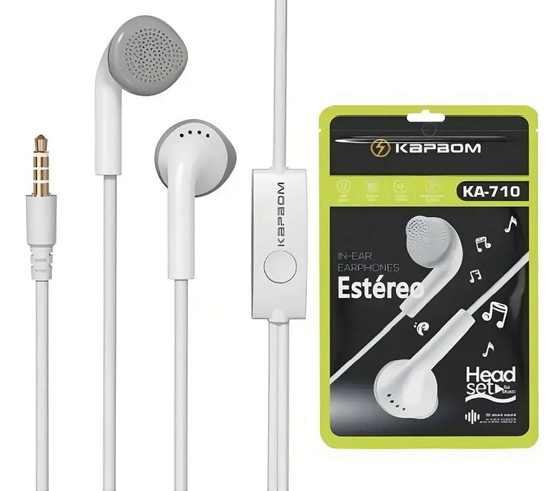 Fone De Ouvido In-ear Kapbom Ka-710 Branco Super Bass