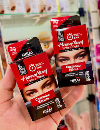 Henna Niraj Indian Pele e Pelo para Sobrancelhas (2g Henna + 10ml Fixador)