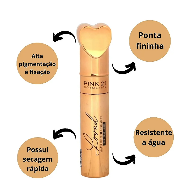 Delineador Líquido Loved Pink 21 Cosmetics (À Prova D'Água)