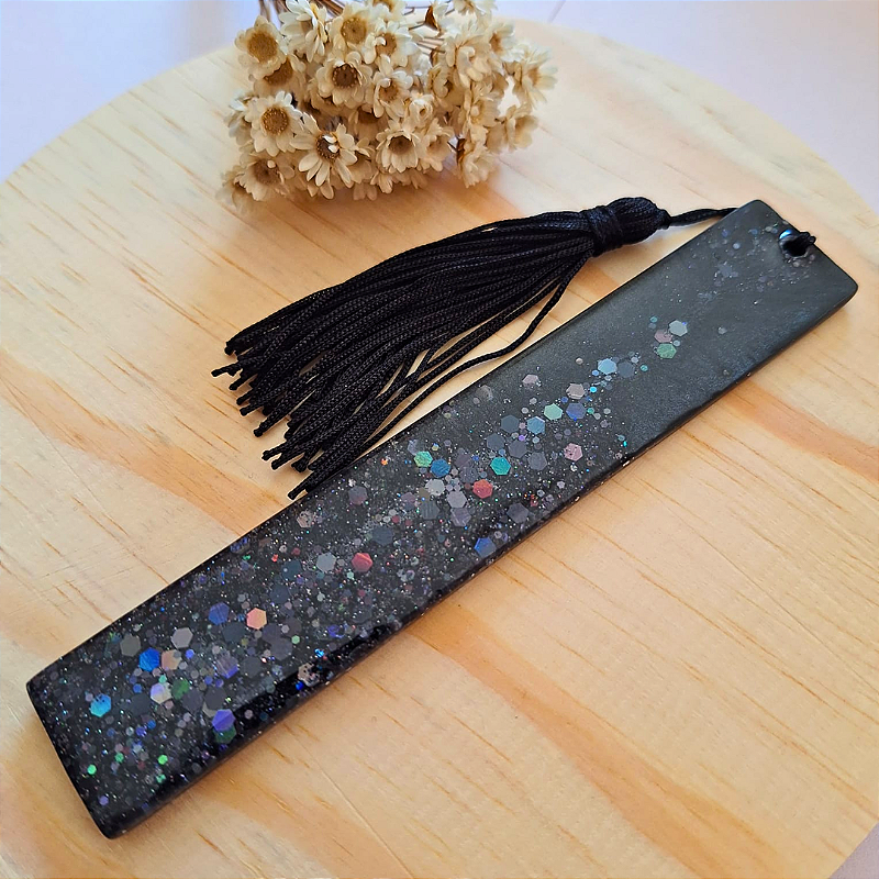 Marcador de Livro - Glitter Preto