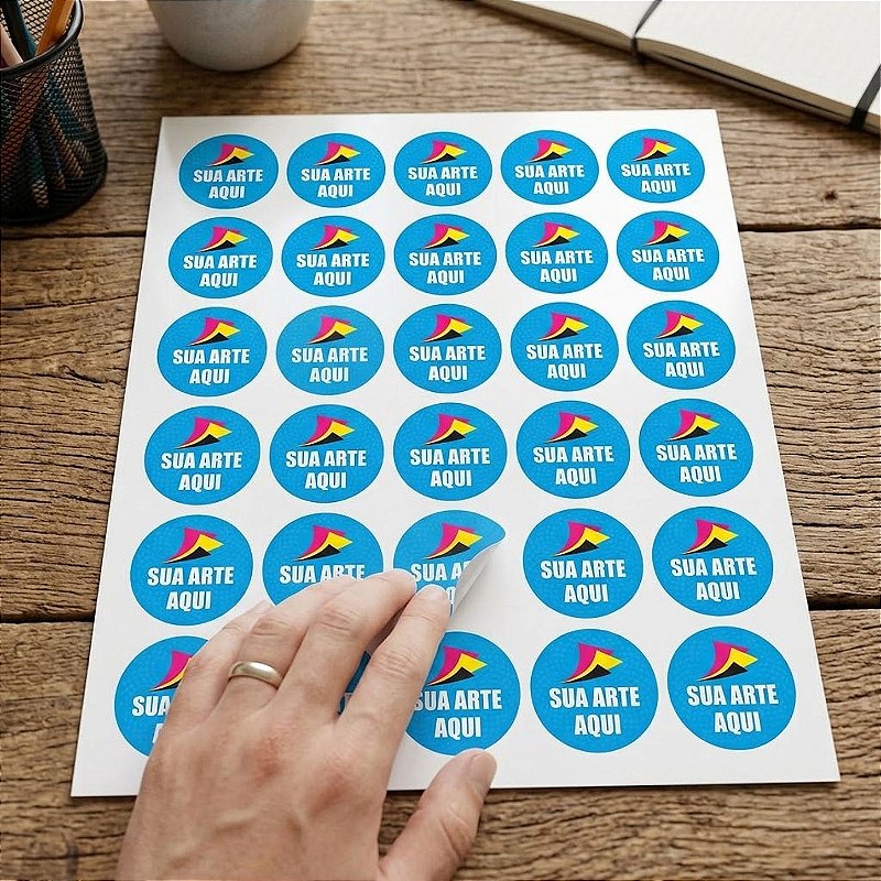 ADESIVO DE PAPEL 4 CM - CARTELA COM 60 UNIDADES