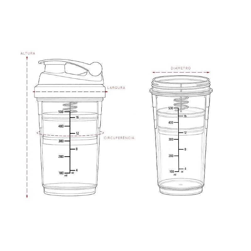 coqueteleira plástica 600 ml - Personalizada - 10 unidades
