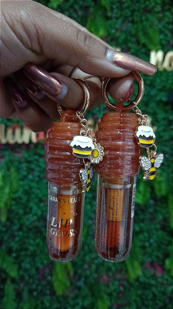 Lip Gloss Mel com Chaveiro Abelha Saras Beauty