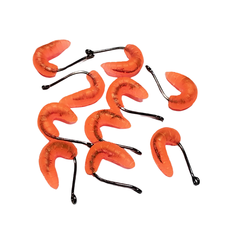 Kit Bichinho da Laranja Pescart 10 unidades com Anzol e Aroma em Pó.
