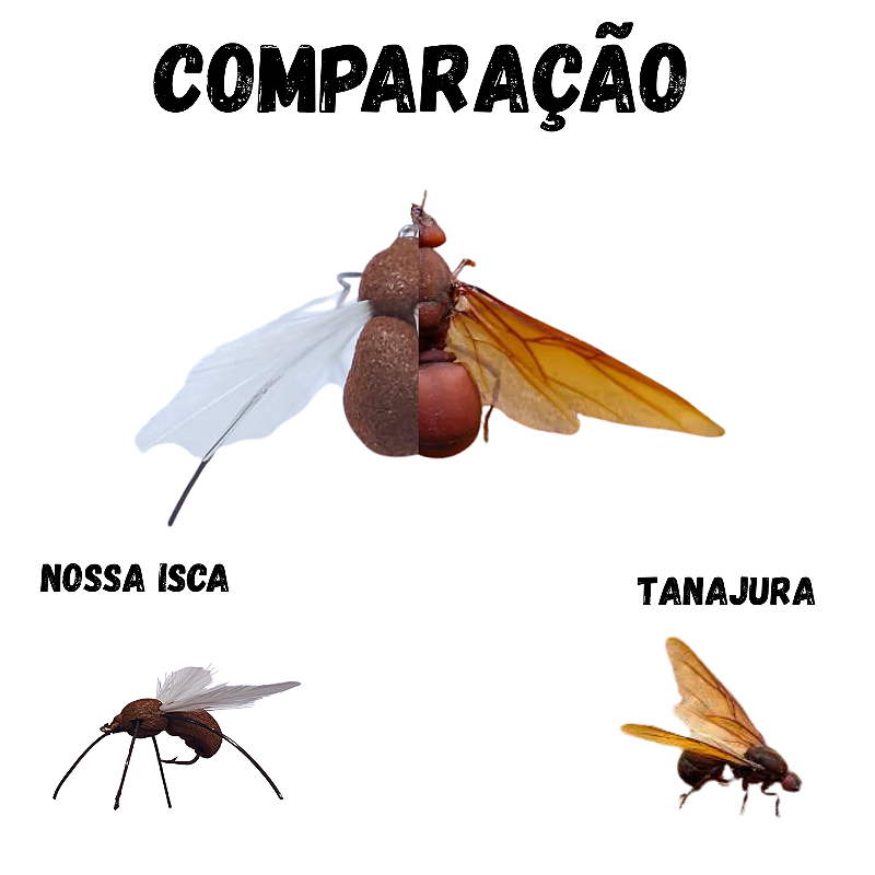 Kit 5 Moscas Tanajura Pescart anzol #8 Isca para Tilapia Tucunaré cor: marrom