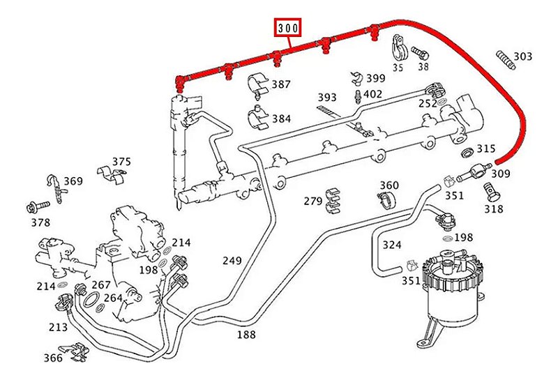 Mangueira Retorno Dos Bicos Mercedes Benz Motor Om 612 5cc