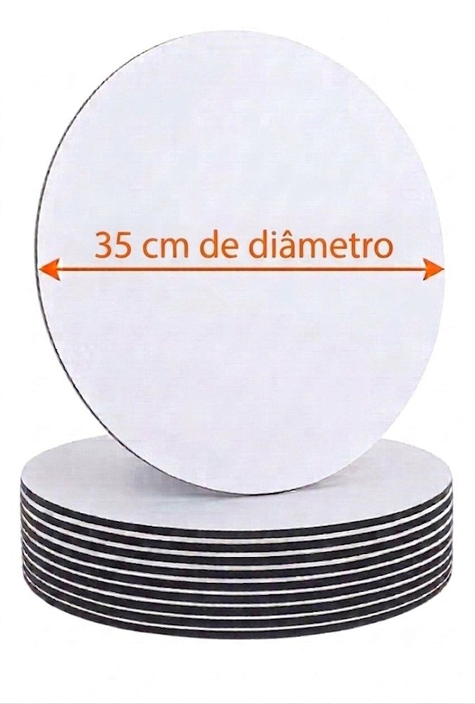 KIT 10 CAKE BOARD 35CM/ PRATO/ TÁBUA/ BOLO/ MDF 3MM BRANCO