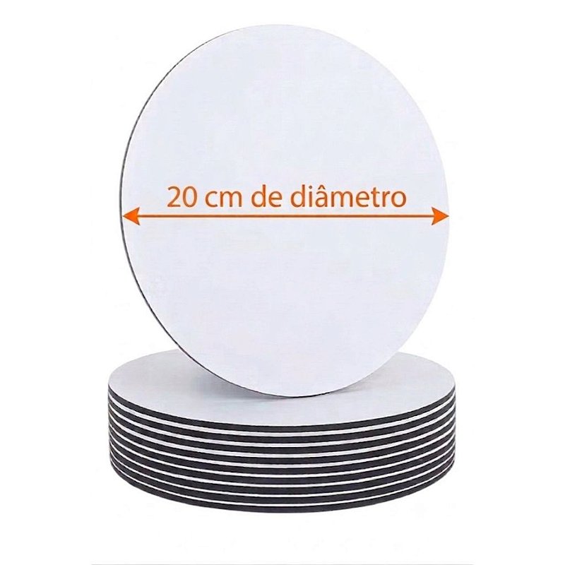 KIT 20 CAKE BOARD 20CM/ PRATO/ TÁBUA/ BOLO/ MDF 3MM BRANCO