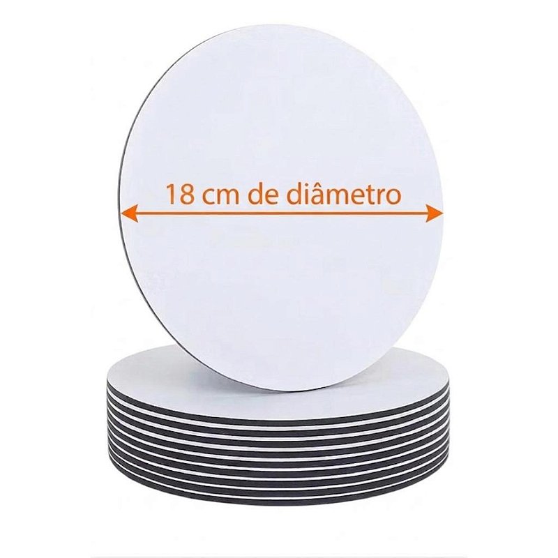 KIT 10 CAKE BOARD 18CM/ PRATO/ TÁBUA/ BOLO/ MDF 3MM BRANCO