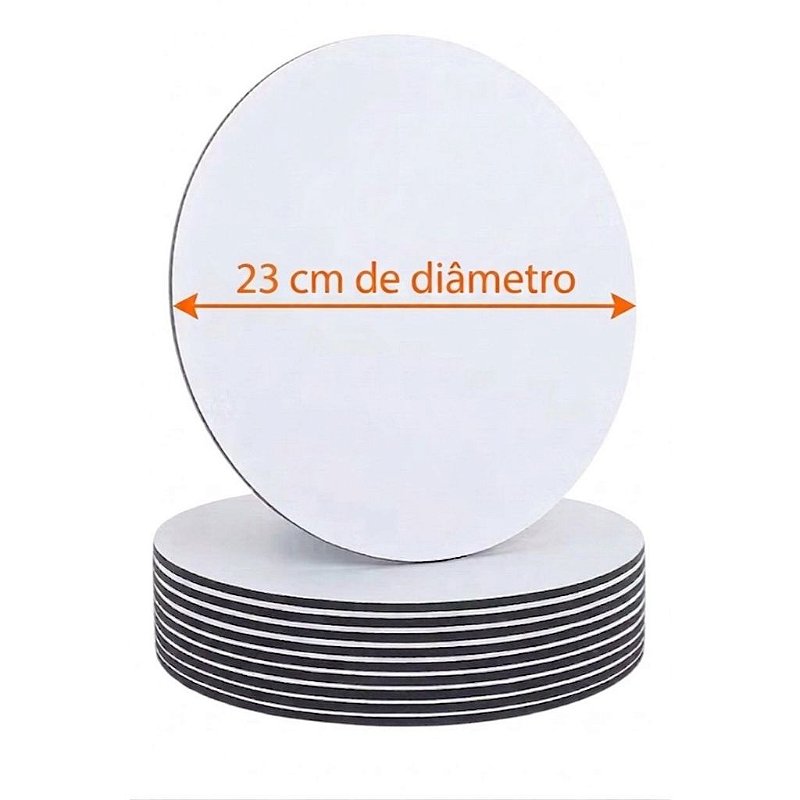 KIT 10 CAKE BOARD 23CM/ PRATO/ TÁBUA/ BOLO/ MDF 3MM BRANCO