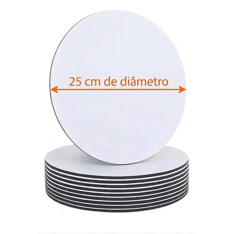 KIT 10 CAKE BOARD 25CM/ PRATO/ TÁBUA/ BOLO/ MDF 3MM BRANCO