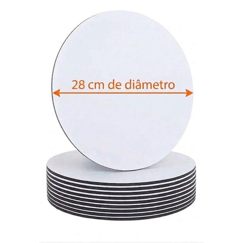 KIT 10 CAKE BOARD 28CM/ PRATO/ TÁBUA/ BOLO/ MDF 3MM BRANCO
