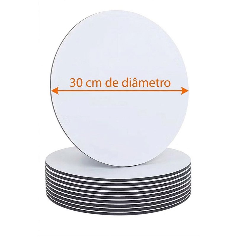 KIT 10 CAKE BOARD 30CM/ PRATO/ TÁBUA/ BOLO/ MDF 3MM BRANCO