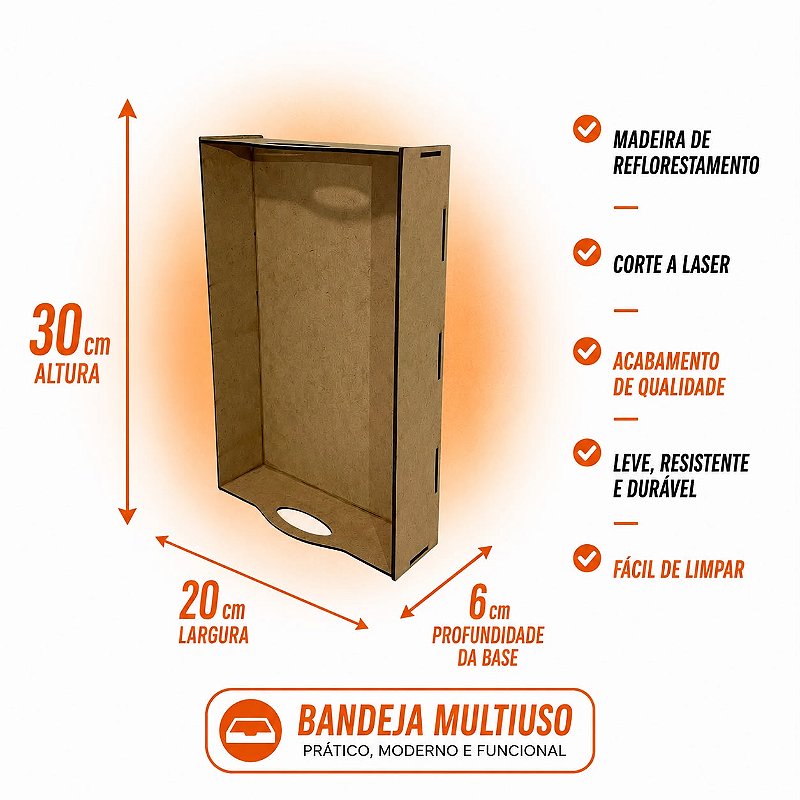 Kit Bandeja MDF Cru 30X20X6CM Presentes/Cestas 5 Unidades