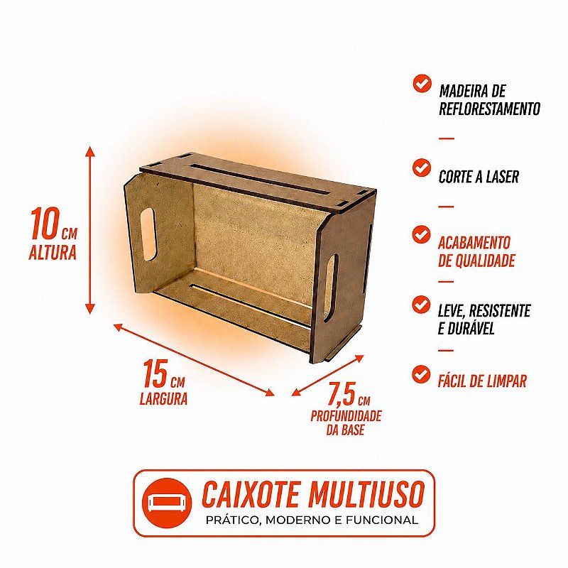 Kit Caixote MDF Cru 10X15X7,5CM Presentes/Cestas 5 Unidades